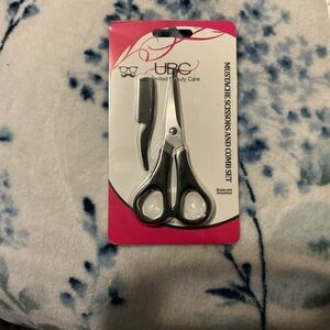 Silver Mustache Scissors and Comb Set